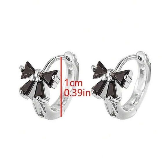 Bow Inlaid Zirconia Decorative Delicate Earrings - Picture 5 of 9